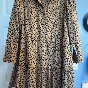 crown & ivy Black Spot Print Tiered Dress on Tan